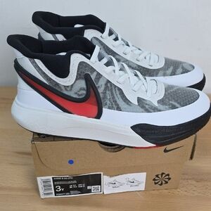 Nike Youth Basketball Shoes — White, Black & Red Accent